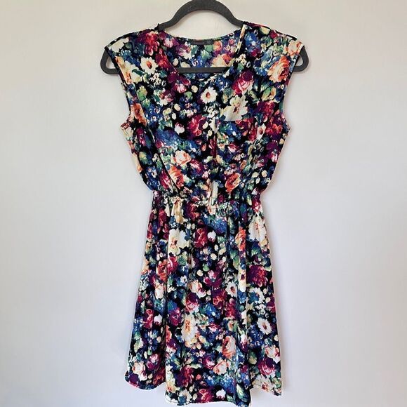 Soprano Colorful Floral Sleeveless Mini Fit And Flare Dress XS - Picture 7 of 14